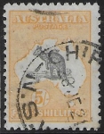 1915 Australia SG.42  5/- grey & yellow. watermark narrow crown (W6) Used