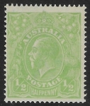 1916  Australia  SG.20c  ½d yellow green .  U/M (MNH)