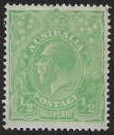 1918  Australia  SG.48a  ½d green 'variety thin fraction at right'. mounted mint.