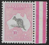 1929  Australia  SG.112  10/- grey and pink.  lightly mounted mint.