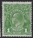 1924  Australia  SG.76c  1d sage green. variety 'neck flaw'. mounted mint.