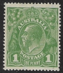 1924  Australia  SG.82d 1d sage green. variety 'RA joined'. mounted mint.