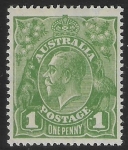 1924  Australia  SG.82a  1d sage green variety'dot before 1'  mounted mint.