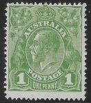 1924  Australia  SG.82c  1d sage green variety 'flaw under neck'. mounted mint