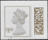 V4842  £1 brown  2B MPIL M22L SBP T2  ISP Ex DY44 U/M (MNH) these stamps have a design enchroachment at either top or bottom.