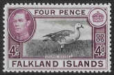 1938  Falkland Islands. SG.154  4d black and purple.  mounted mint