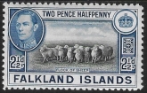1938 Falkland Islands SG.151 2½d black and bright blue. U/M (MNH)