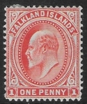 1904  Falkland Islands  SG.44 1d vermilion  mounted mint.