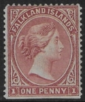 1878 Falkland Islands - SG.1 1d claret. no wmk. mounted mint.