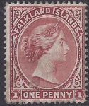 1882 Falkland Islands - SG.5 1d dull claret. used.