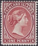 1889 Falkland Islands - SG.11x 1d red-brown. wmk. reversed. mounted mint