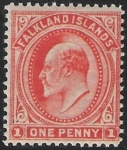 1911 Falkland Islands.  SG.44b  1d vermilion. s/ways wmk  U/M (MNH)