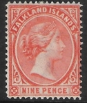 1895  Falkland Islands  SG.35  9d pale reddish orange.   mounted mint.