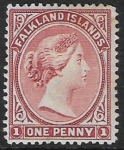 1898  Falkland Islands  SG.22b  1d venetian claret. mounted mint.