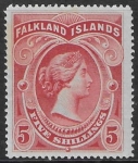 1898  Falkland Islands  SG.42  5/- red . mounted mint. (toning) M/M