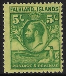 1929 Falkland Islands SG.124 5/- green/yellow. mounted mint.
