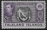 1938 Falkland Islands. SG.163  £1  black and violet.  lightly mounted mint