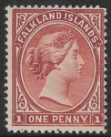 1892 Falkland Islands - SG.19  1d reddish-chestnut.   mounted mint
