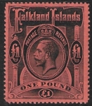 1914 Falkland Islands  SG.69  £1 black/red. U/M (MNH).