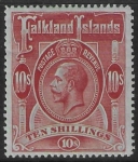 1914 Falkland Islands  KGV 10/- red/green SG.68  U/M(MNH)
