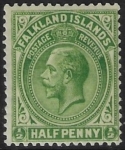 1921 Falkland Islands SG.73  ½d yellowish green.  mounted mint