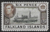 1938 Falkland Islands SG.155  6d slate-black and deep brown.  U/M (MNH)