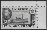 1949 Falkland Islands  SG.156  6d black U/M (MNH)