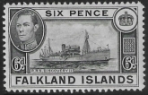 1949  Falkland Islands. SG.156  6d black  U/M (MNH)