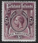 1912 Falkland Islands SG.67b  KGV 5/-maroon. lightly mounted mint.