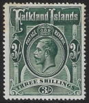 1912 Falkland Islands - SG.66 3/-  slate-green  mounted mint.