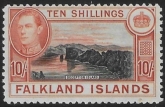 1938 Falkland Islands - SG162 10/- black and orange-brown used