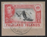 1946  Falkland Islands. SG.159  1/3d.  black & carmine-red.  fine used.