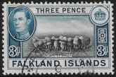 1938  Falkland Islands. SG.153a  3d  black & deep blue.  fine used