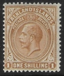 1921  Falkland Islands. SG.79  1/-  deep ochre.  U/M (MNH)