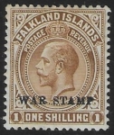 1920  Falkland Islands. SG.72b 1/- brown . mounted mint.