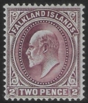 1912 Falkland Islands.  SG.45b 2d reddish purple. mounted mint.