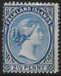 1894 Falkland Islands.  SG.29  2½d  prussian blue. mounted mint.