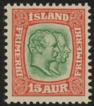 1907 Iceland SG.87 Kings Christian IX and Frederik VIII 15a green & scarlet.LM/M