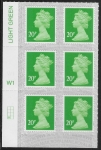 U2924 20p Green M19L Cyld. W1  grid position R4 C1 SBP T3 s/L  Walsall/ISP  U/M (MNH)