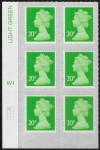 U2924 20p Green M18L Cyld. W1  grid position R1  C1 SBP T2 L/s  Walsall/ISP  U/M (MNH)