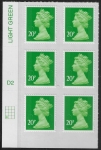 U2924 20p Green M14L Cyld. D2  grid position R4  C1   DLR U/M (MNH)