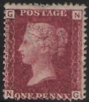 SG.43 1d rose red. corner letters 'NG' Plate 119  mint Original Gum