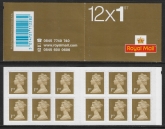 MF3  12 x 1st  gold. containing SG.2295 plain cover  (Walsall) U/M (MNH)