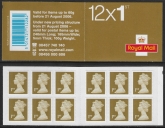 MF3a  12 x 1st  gold. containing SG.2295 new pricing structure on back.  (Walsall) U/M (MNH)