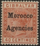 Morocco Agencies -  Gibraltar SG.13  40c orange-brown mounted mint.