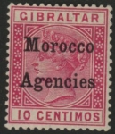 Morocco Agencies -  Gibraltar SG.10 10c  carmine.  mounted mint.