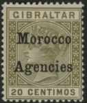 Morocco Agencies -  Gibraltar SG.11 20c  olive-green. LM mounted mint.