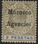 Morocco Agencies -  Gibraltar SG.23  2p black & blue.  mounted mint.