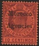 Morocco Agencies -  Gibraltar SG.18  10c dull purple/red .  mounted mint.
