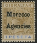 Morocco Agencies -  Gibraltar SG.7  1p bistre & ultramarine. mounted mint